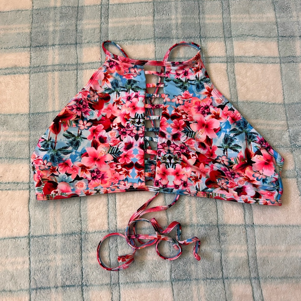 Catalina Pink and Blue Floral Bikini Top